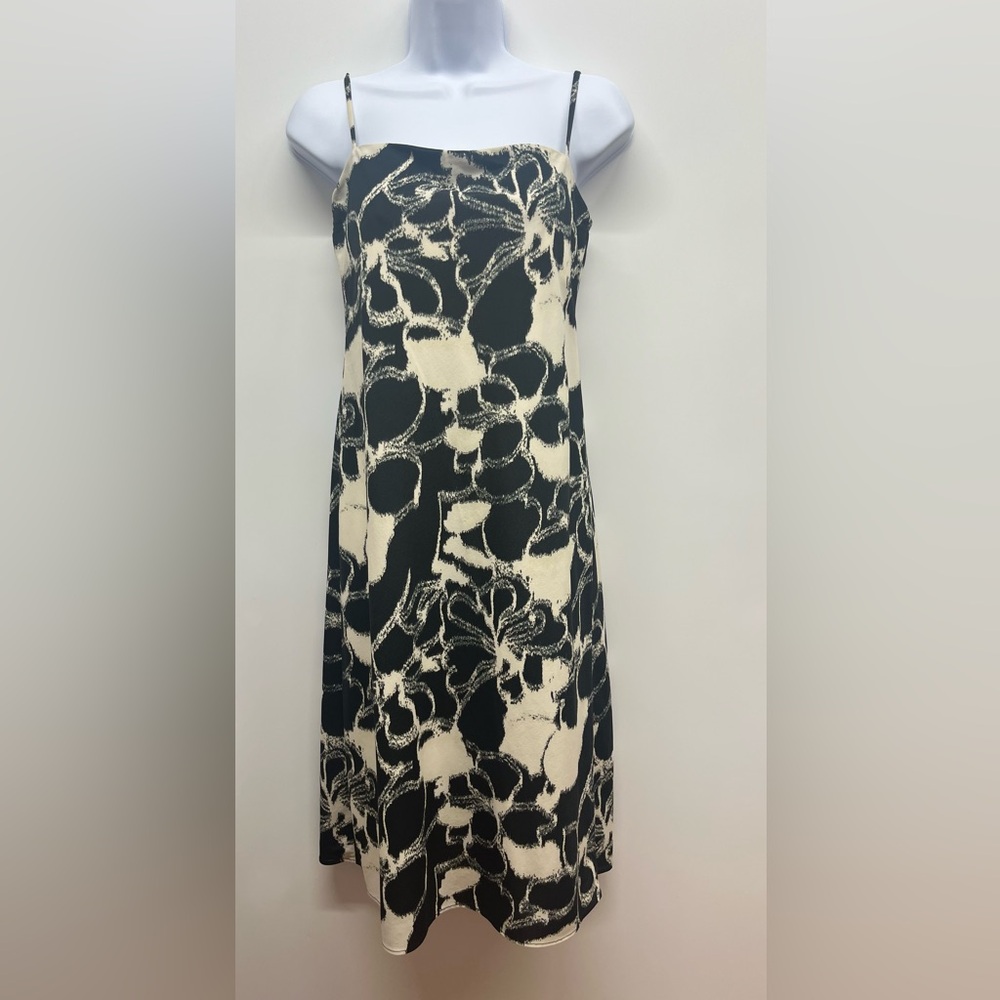 J. Crew Black and Cream Abstract Dress